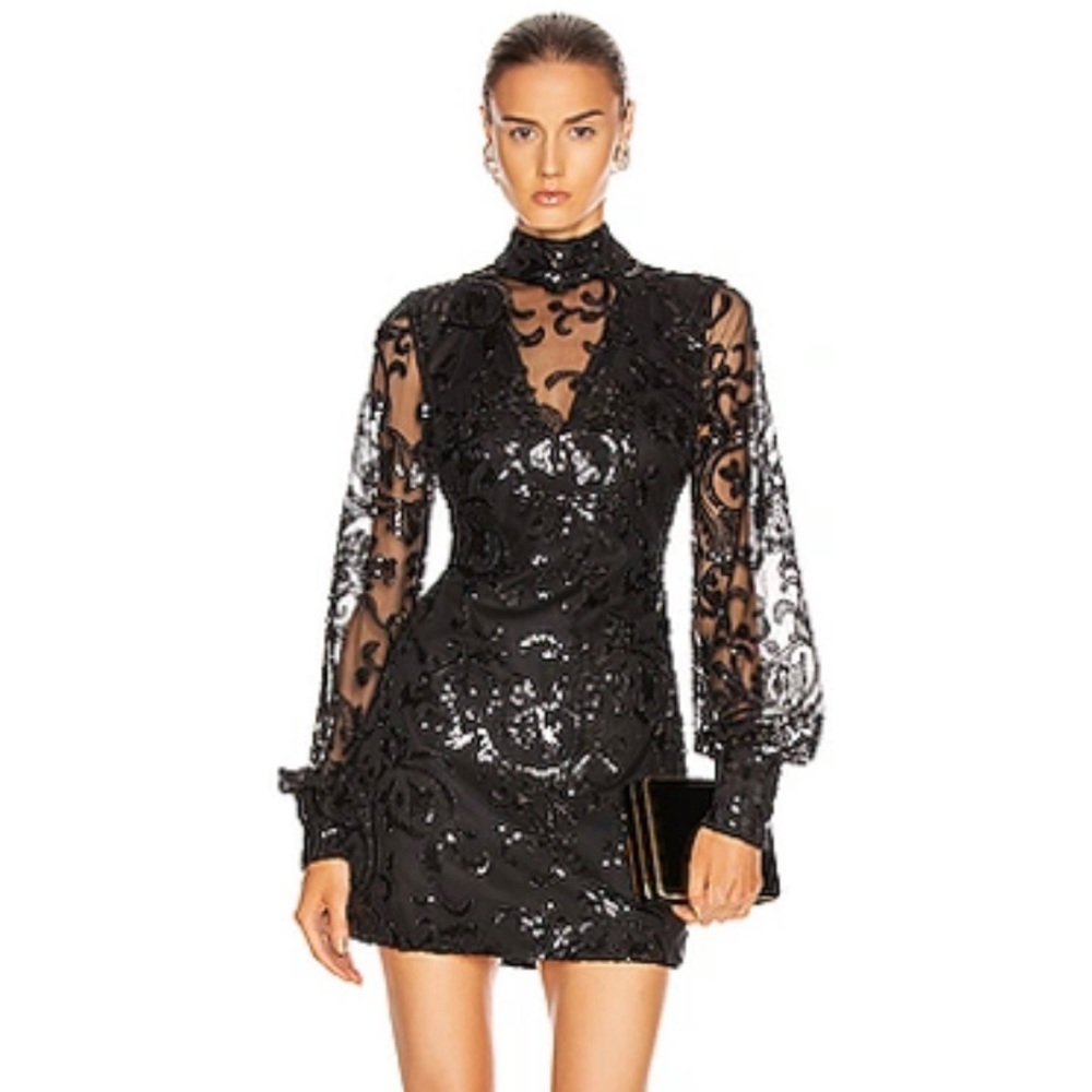 Alexis Franciska Revano Beaded Sequin Embroidered Open Back Dress Small